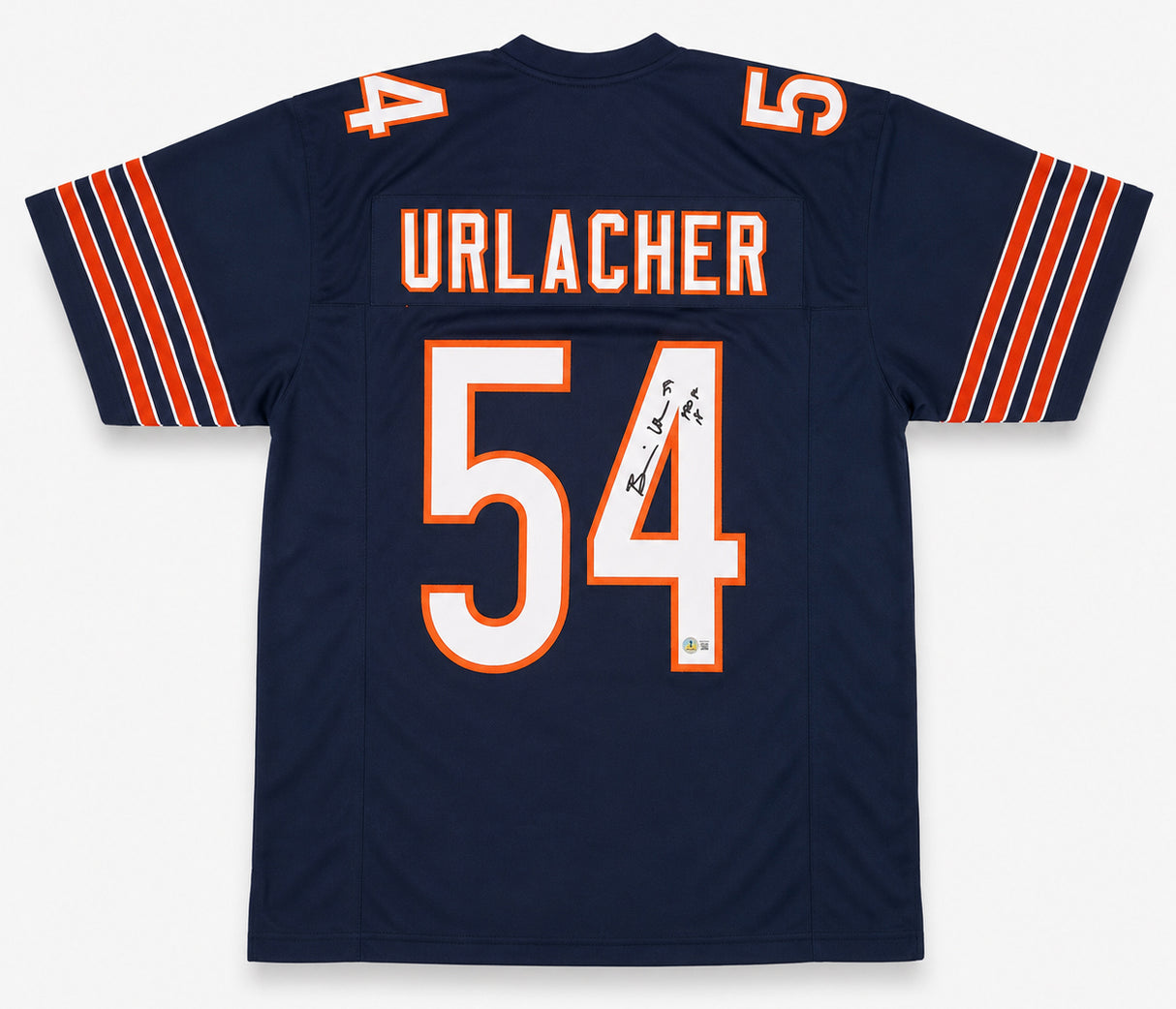 Chicago Bears Brian Urlacher Autographed Blue Jersey "HOF 18" Beckett BAS Witness Stock #263341