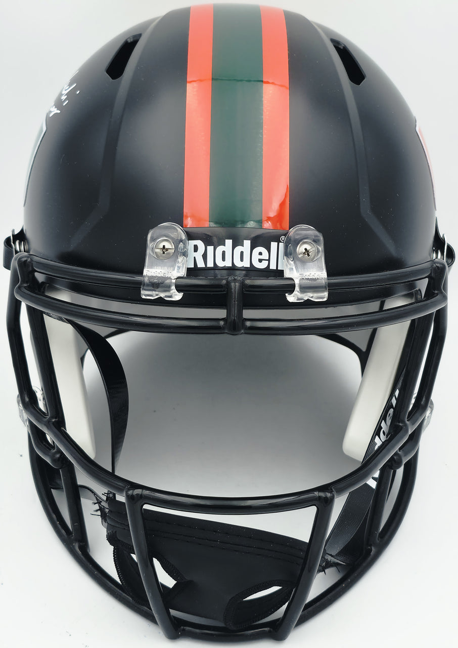 Malachi Toney Autographed Miami Hurricanes Night Black Alternate Full Size Speed Replica Helmet JSA Witness Stock #262504