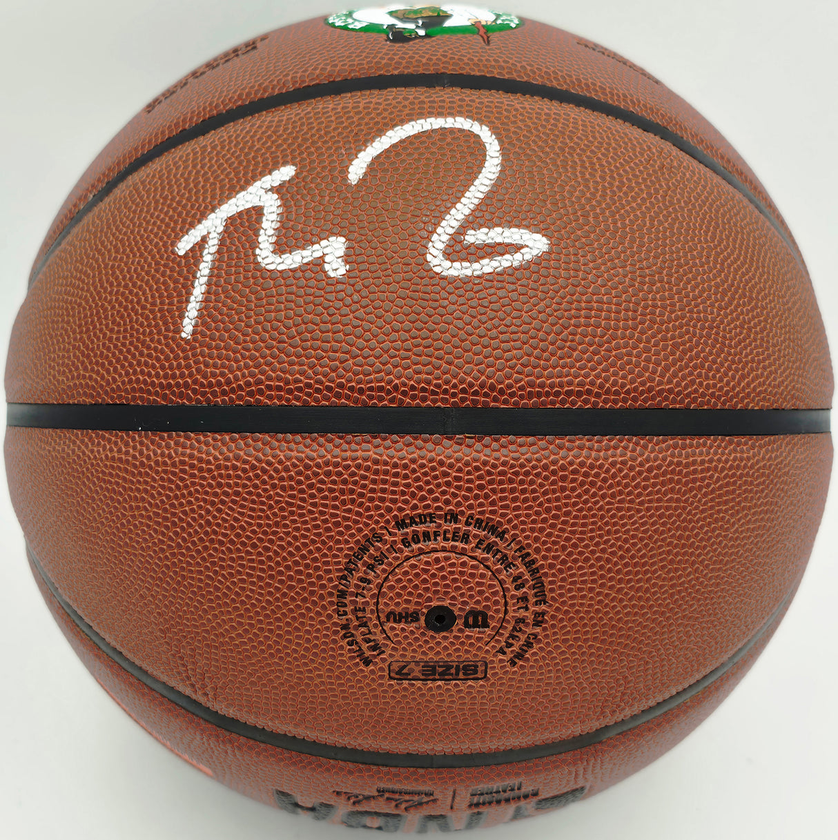 Kevin Garnett Autographed Composite Leather Logo Basketball Boston Celtics Beckett BAS Witness Stock #265804