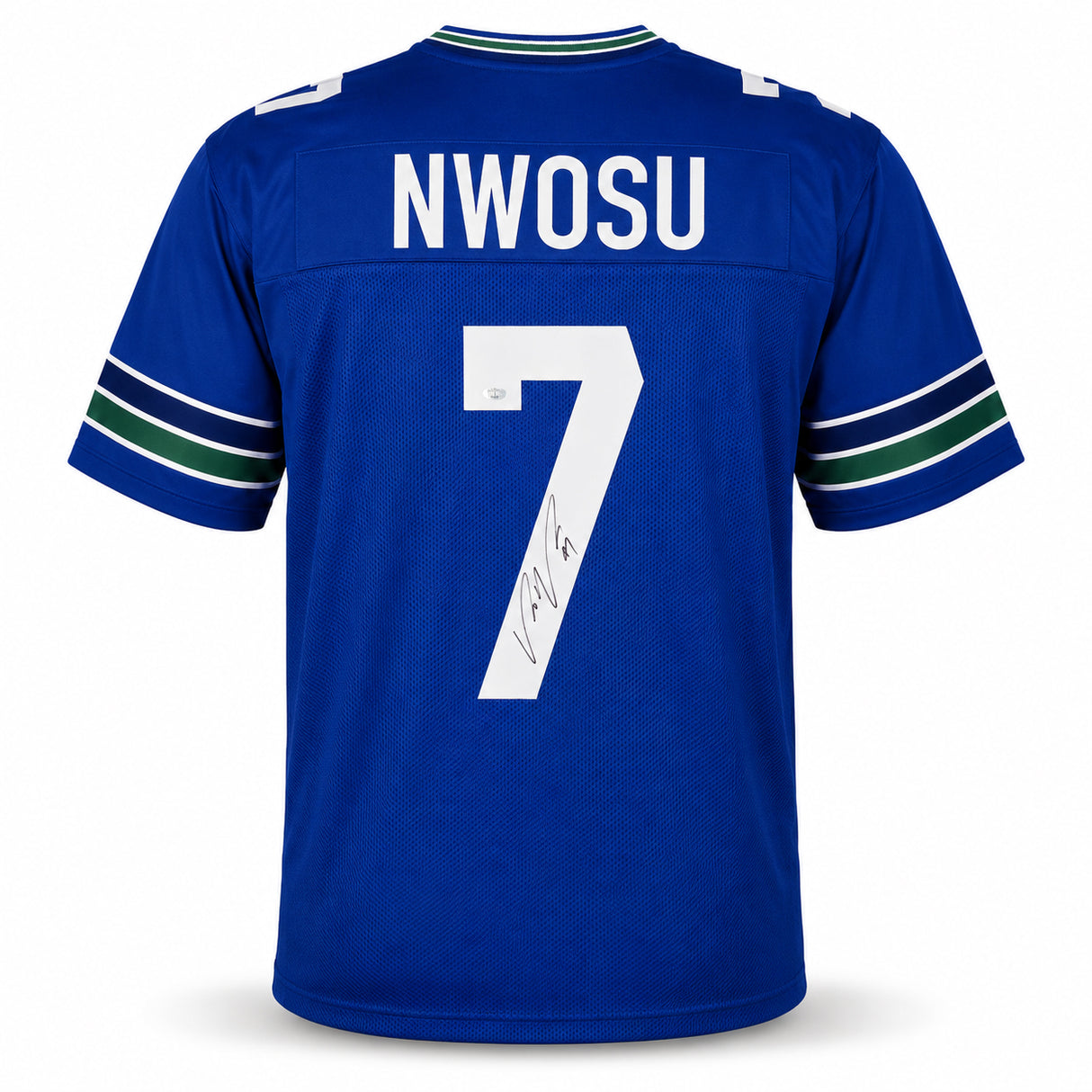 Seattle Seahawks Uchenna Nwosu Autographed Blue Throwback Jersey MCS Holo Stock #265565