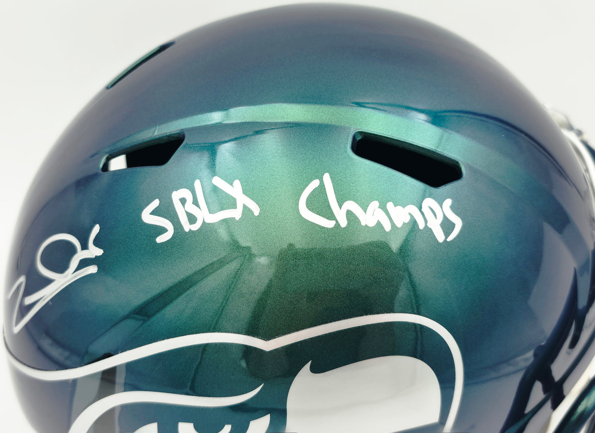 Zach Charbonnet Autographed Seattle Seahawks Full Size Rivalries Speed Replica Helmet "SB LX Champs" MCS Holo Stock #265873
