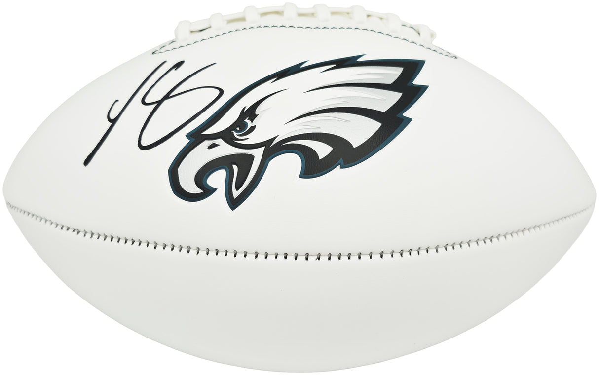 LeSean McCoy Autographed Philadelphia Eagles White Logo Football Beckett BAS Witness Stock #265863
