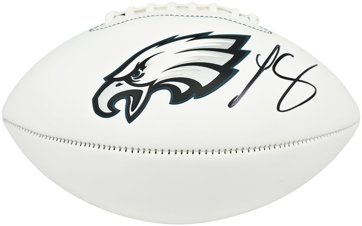 LeSean McCoy Autographed Philadelphia Eagles White Logo Football Beckett BAS Witness Stock #265864