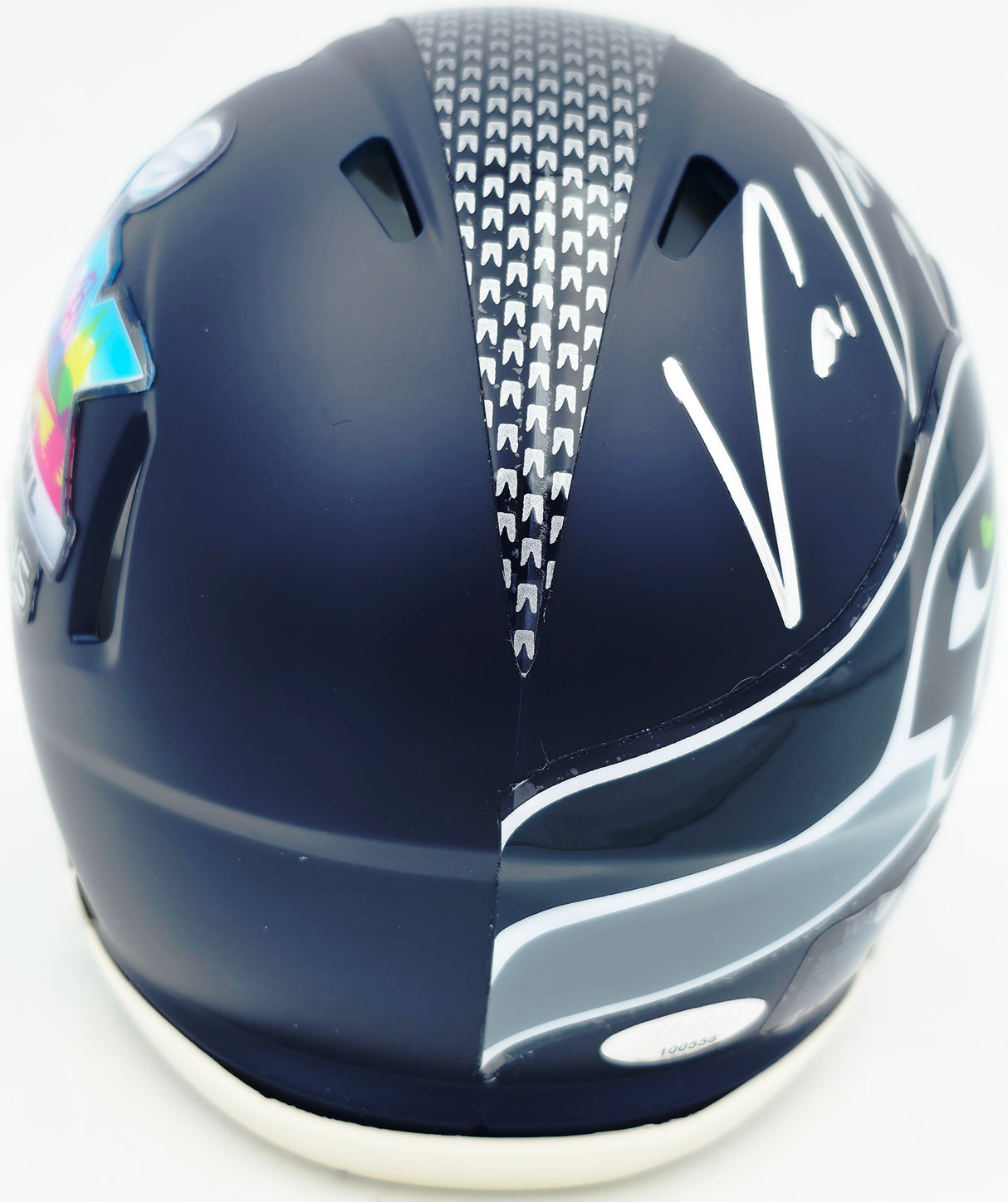 Uchenna Nwosu Autographed Seattle Seahawks Blue Super Bowl LX Champions Logo Speed Mini Helmet MCS Holo Stock #265544