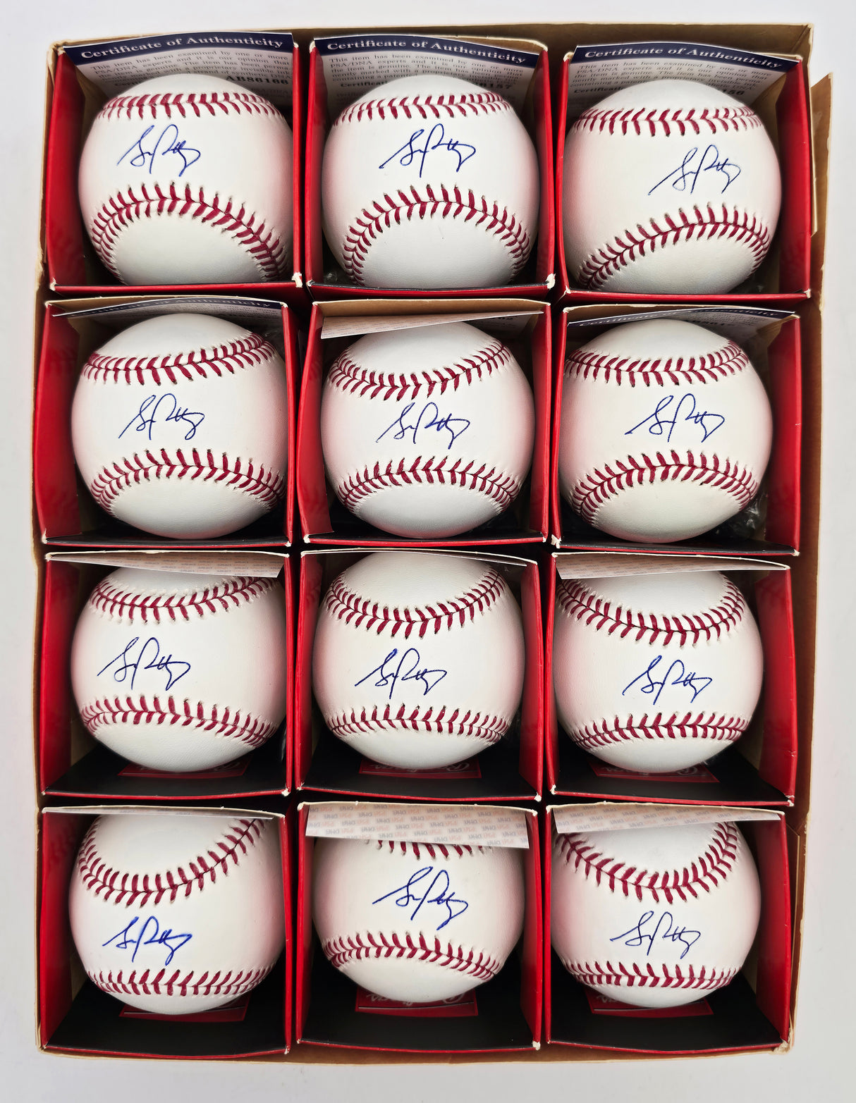 Stephen Piscotty Autographed Official MLB Baseball 12 Count Lot St. Louis Cardinals Oakland Athletics PSA/DNA Stock #266303