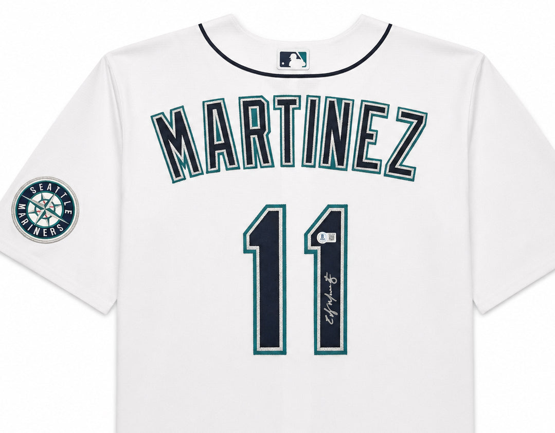 Seattle Mariners Edgar Martinez Autographed White Nike Jersey Size XL Beckett BAS Witness Stock #266274
