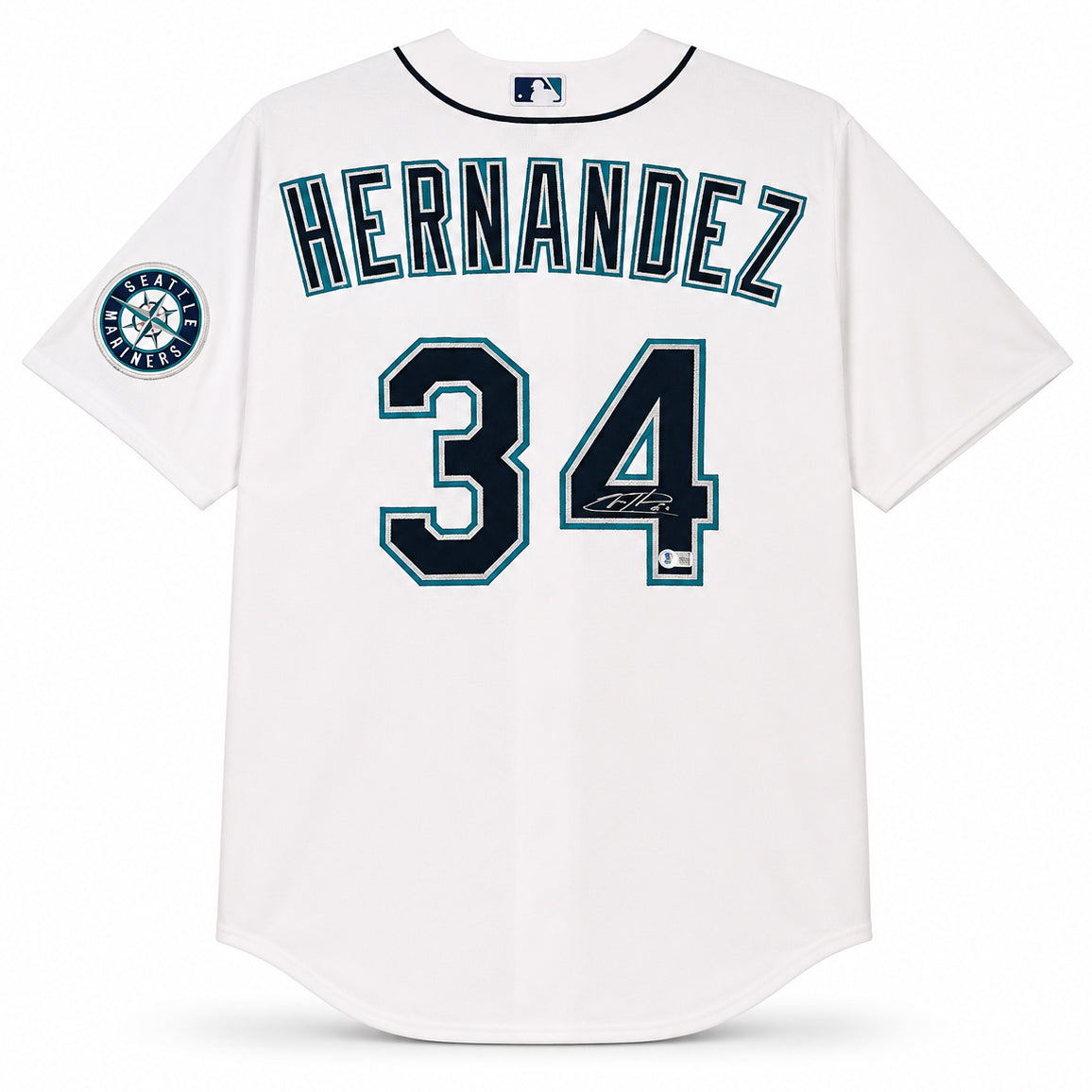 Seattle Mariners Felix Hernandez Autographed White Nike Jersey Size XL Beckett BAS Witness Stock #266584