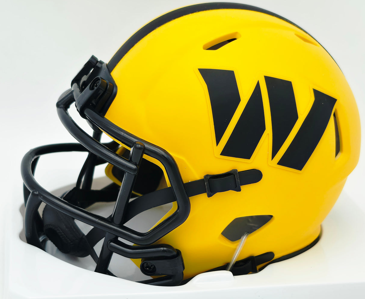 Mike Sainristil Autographed Washington Commanders Rave Yellow Speed Mini Helmet Beckett BAS QR Stock #267260