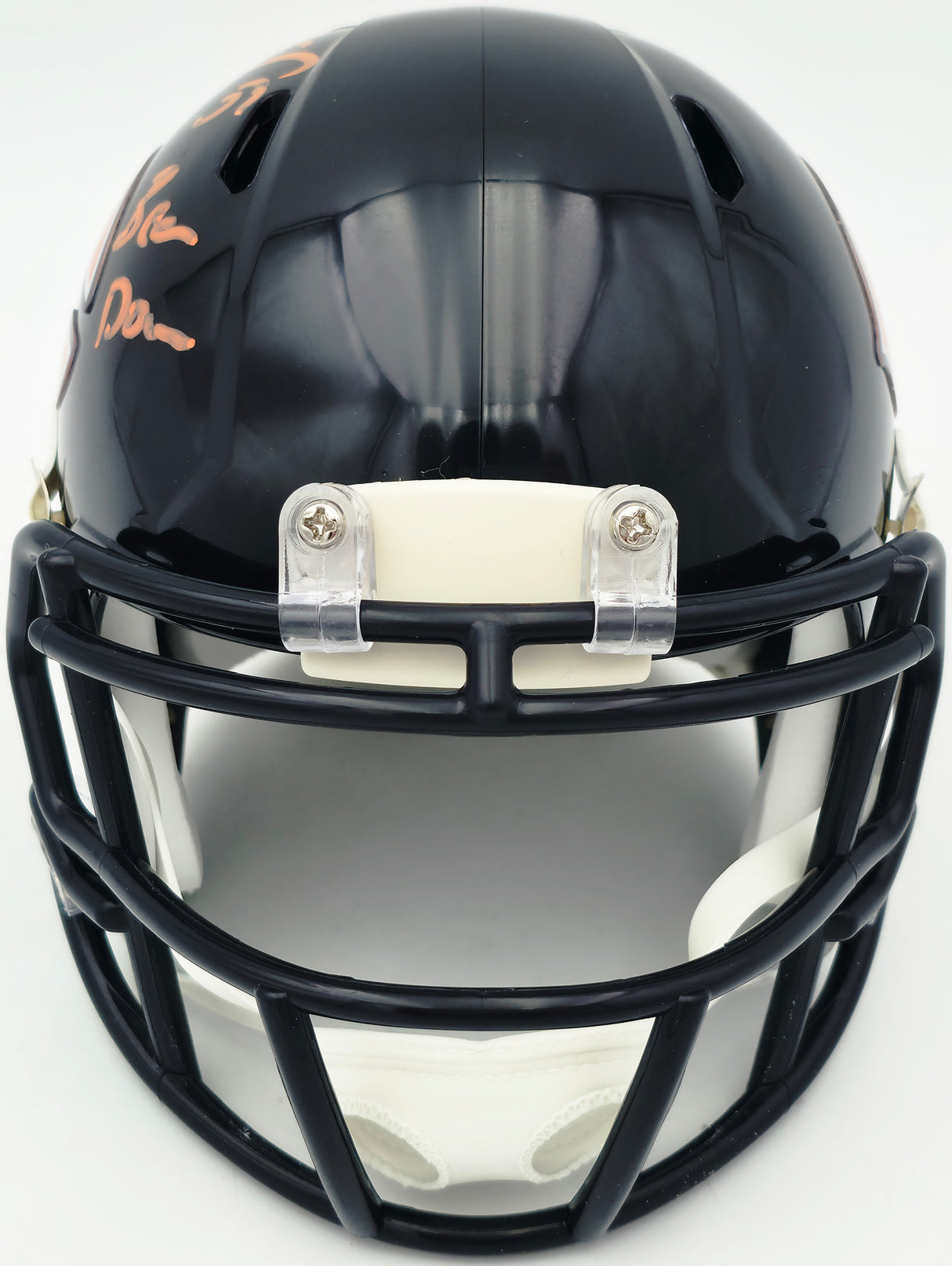 Brian Urlacher Autographed Chicago Bears Blue Speed Mini Helmet "Bear Down" Beckett BAS Witness Stock #267313