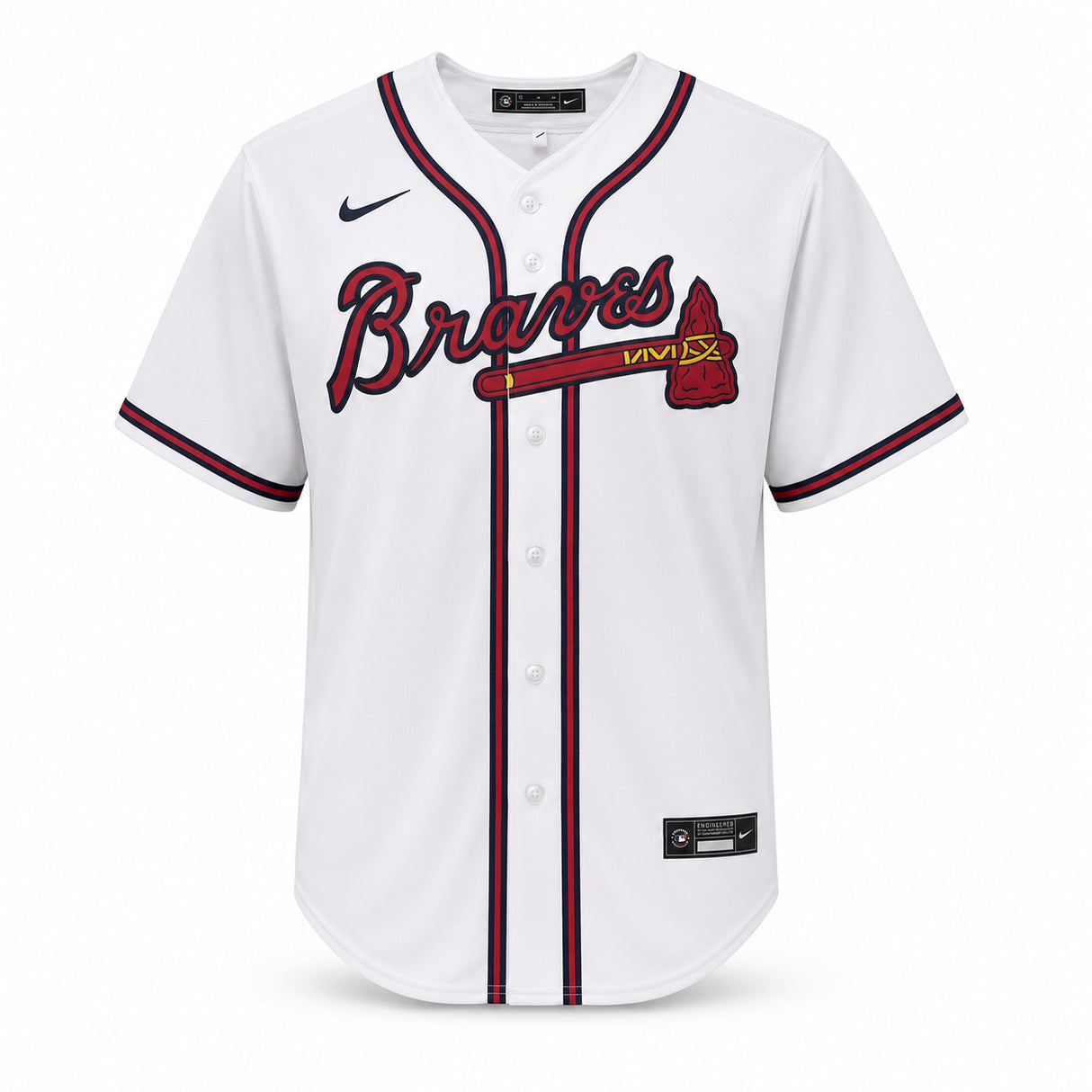 Atlanta Braves John Smoltz Autographed White Nike Jersey Size XL Beckett BAS QR Stock #266281