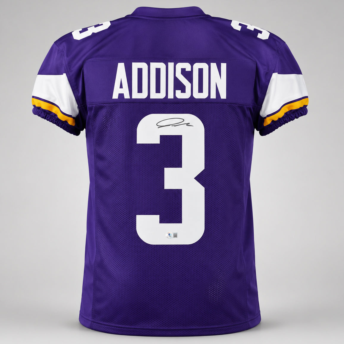 Minnesota Vikings Jordan Addison Autographed Purple Jersey Beckett BAS QR Stock #265945