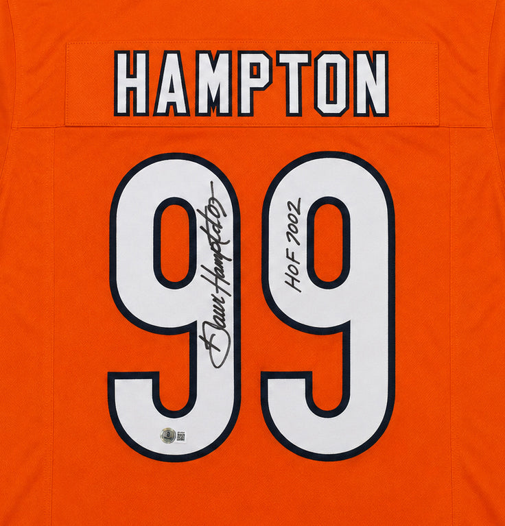 Chicago Bears Dan Hampton Autographed Orange Jersey "HOF 2002" Beckett BAS Witness Stock #265940