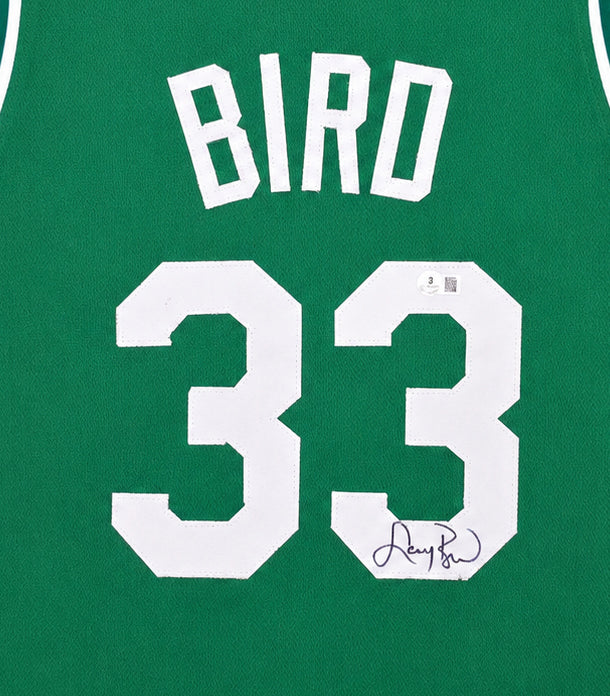 Boston Celtics Larry Bird Autographed Green Jersey Beckett BAS QR Stock #265944