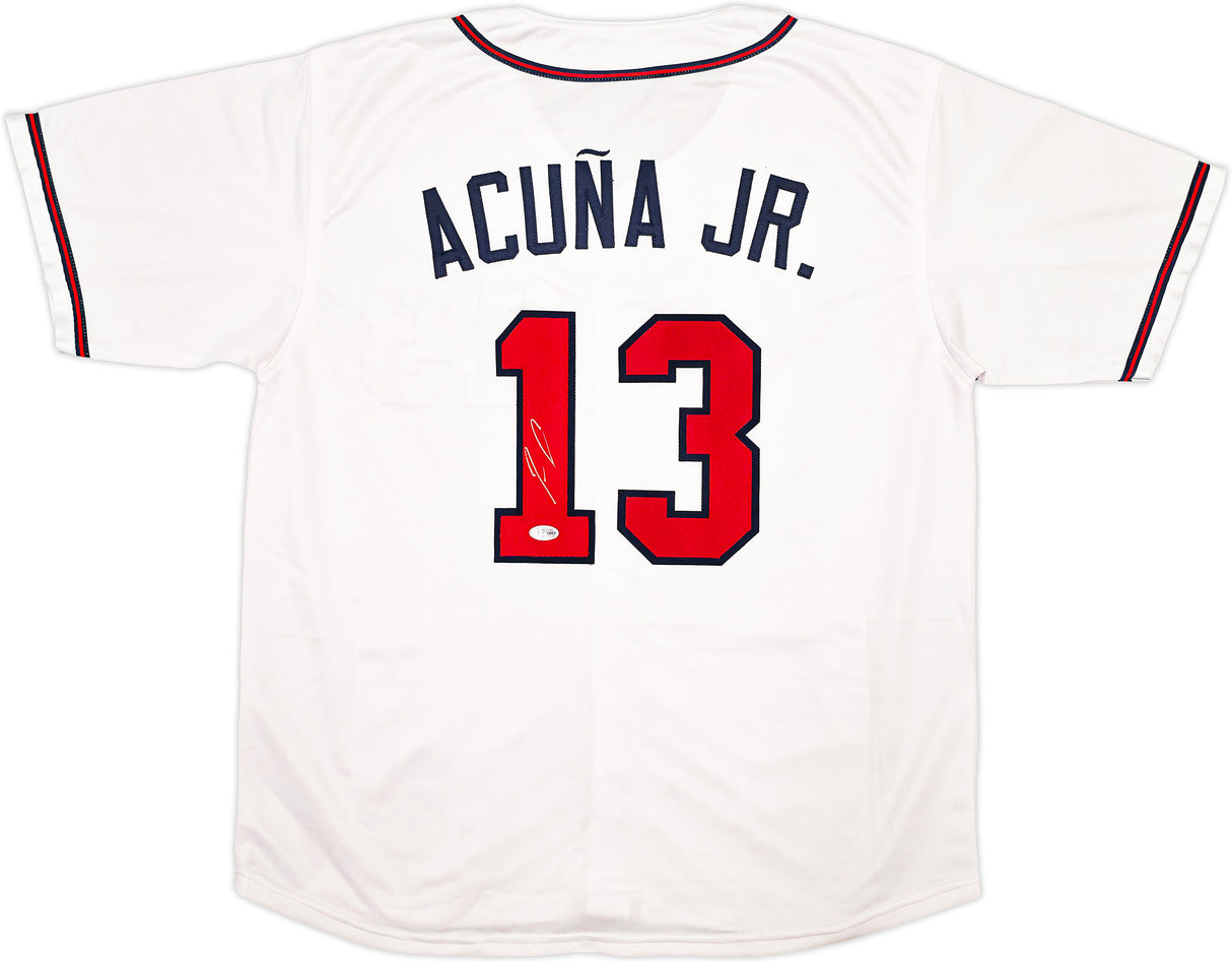 Atlanta Braves Ronald Acuna Jr. Autographed White Jersey Beckett BAS Stock #251011