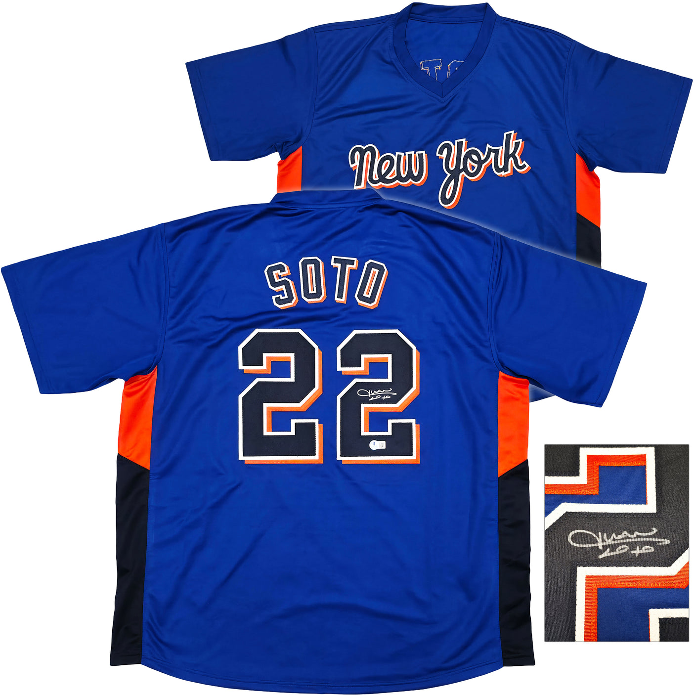 New York Mets Juan Soto Autographed Blue Jersey Beckett BAS QR Stock #252352