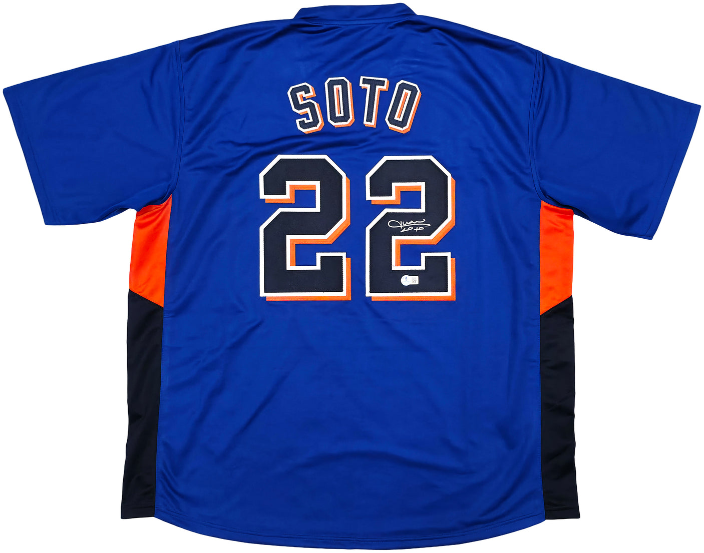New York Mets Juan Soto Autographed Blue Jersey Beckett BAS QR Stock #252352