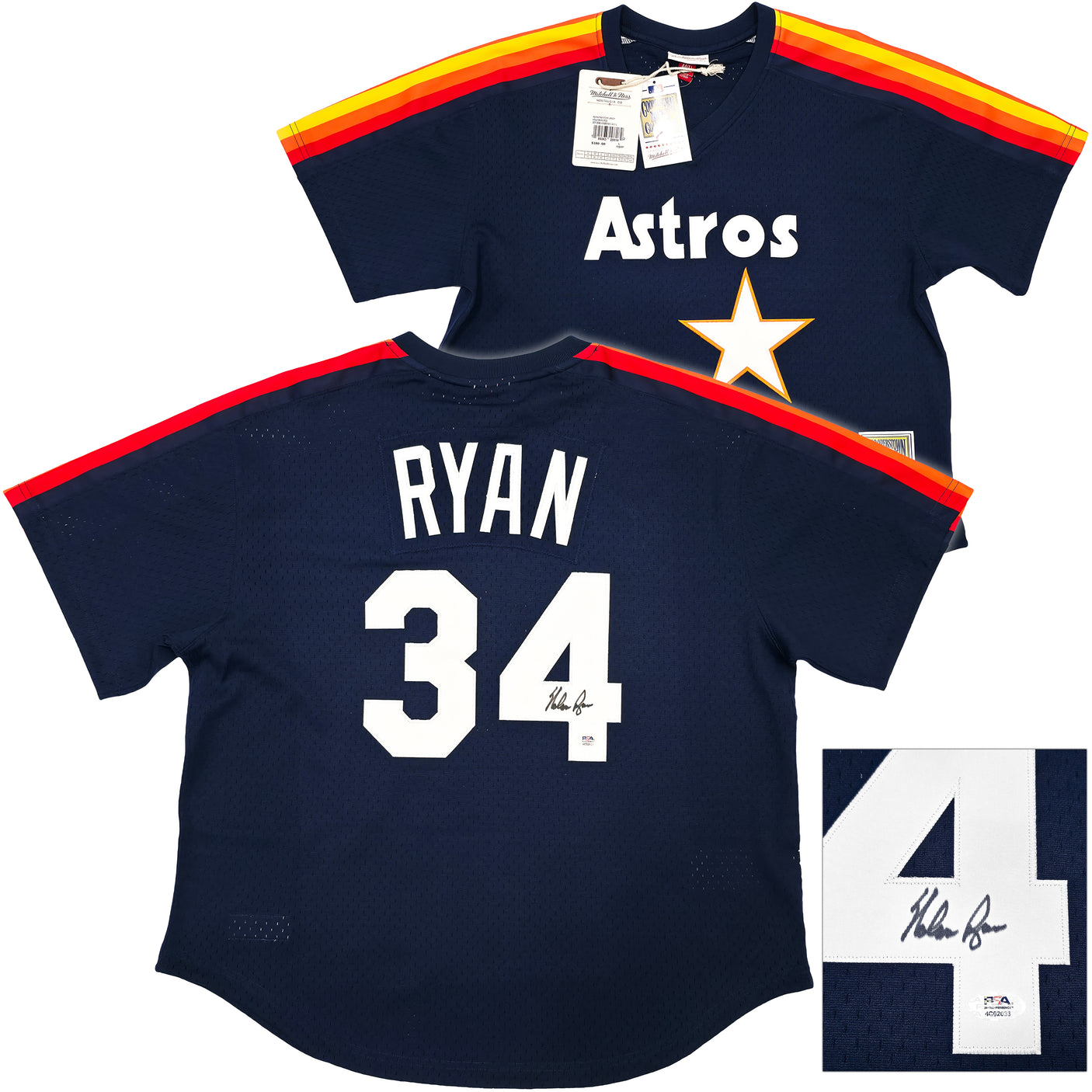 Houston Astros Nolan Ryan Autographed Blue Authentic Mitchell & Ness Cooperstown Authentic Collection Jersey Size 44 PSA/DNA ITP Stock #251009