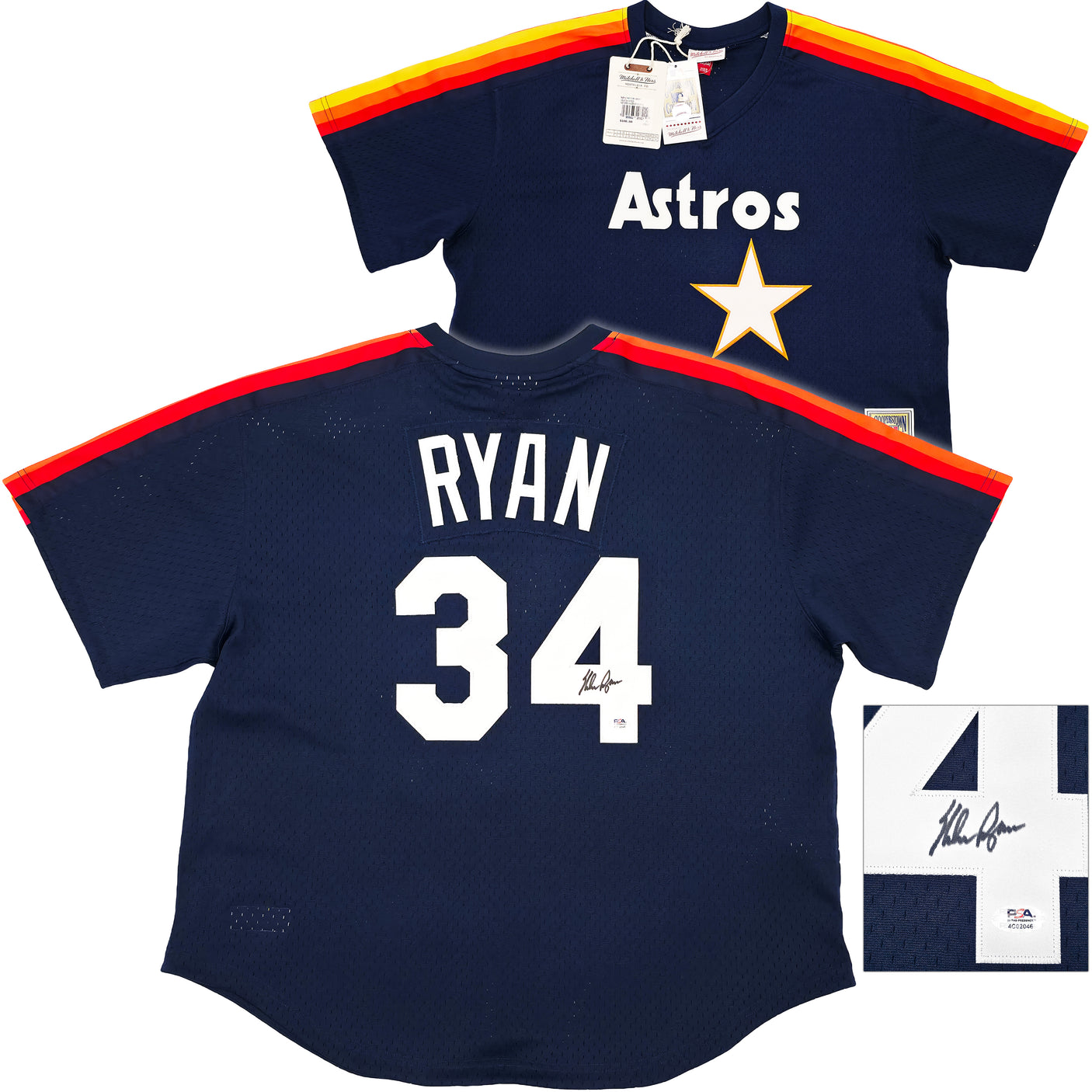 Houston Astros Nolan Ryan Autographed Blue Authentic Mitchell & Ness Cooperstown Authentic Collection Jersey Size 48 PSA/DNA ITP Stock #251010