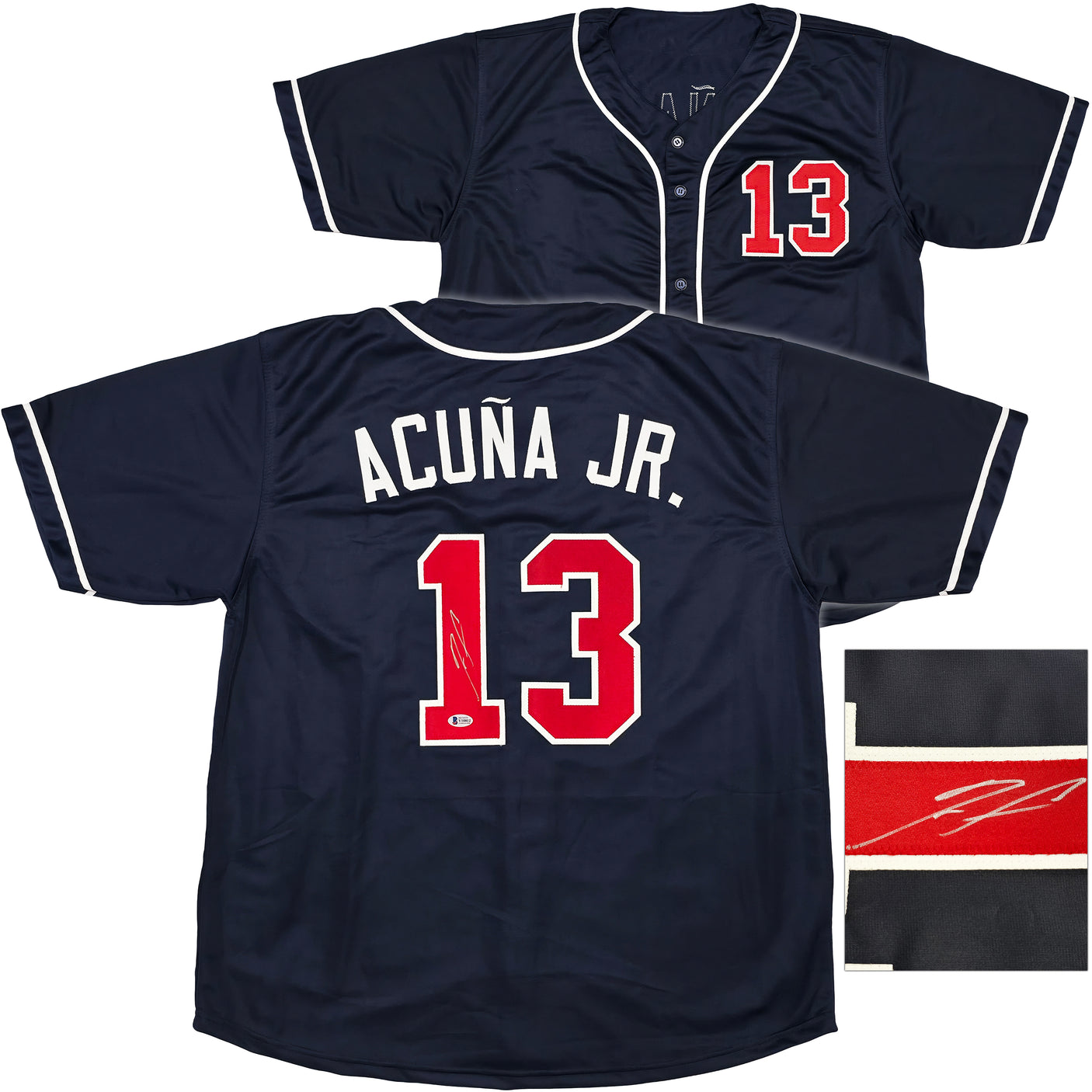 Atlanta Braves Ronald Acuna Jr. Autographed Blue Jersey Beckett BAS Stock #250574