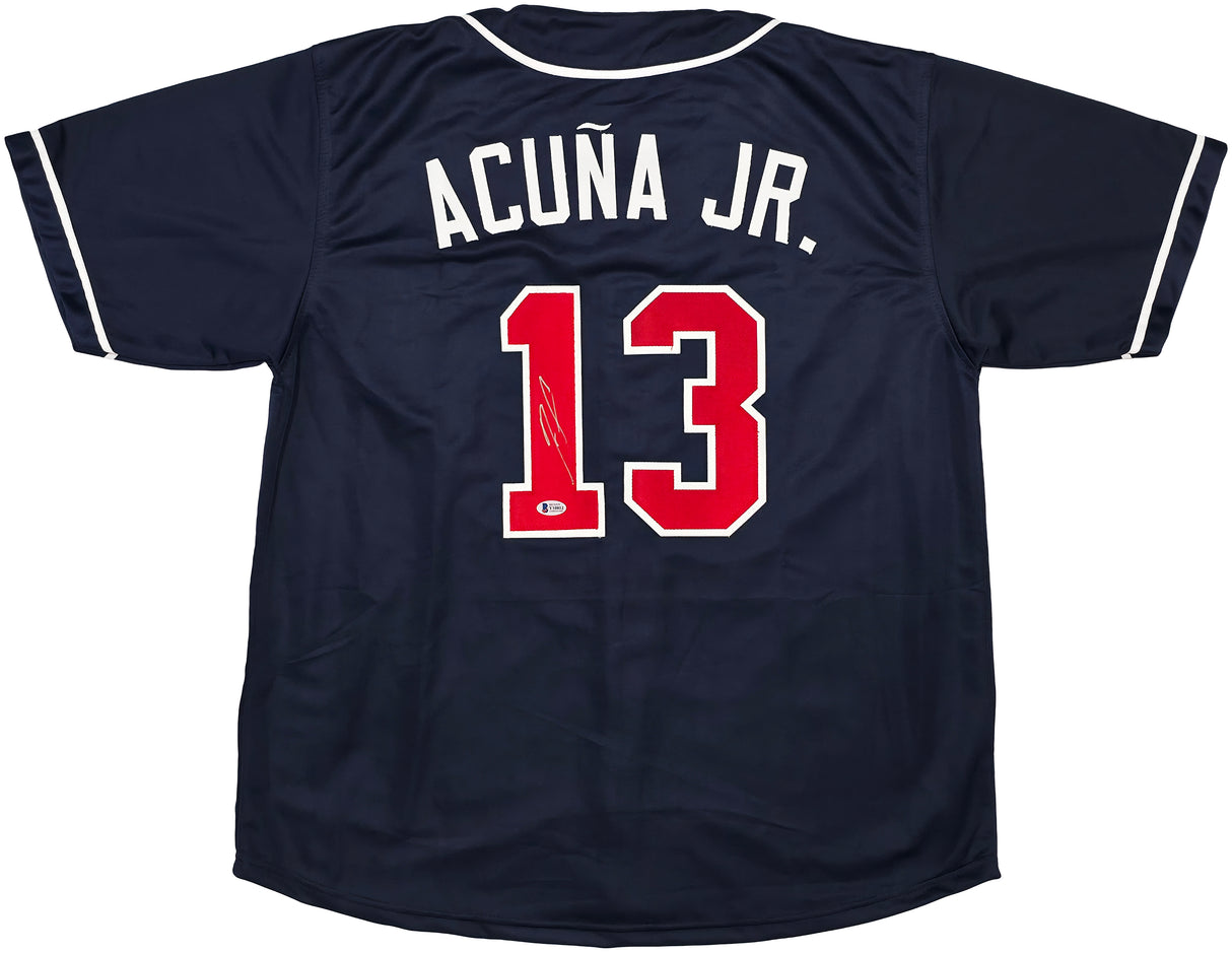 Atlanta Braves Ronald Acuna Jr. Autographed Blue Jersey Beckett BAS Stock #250574
