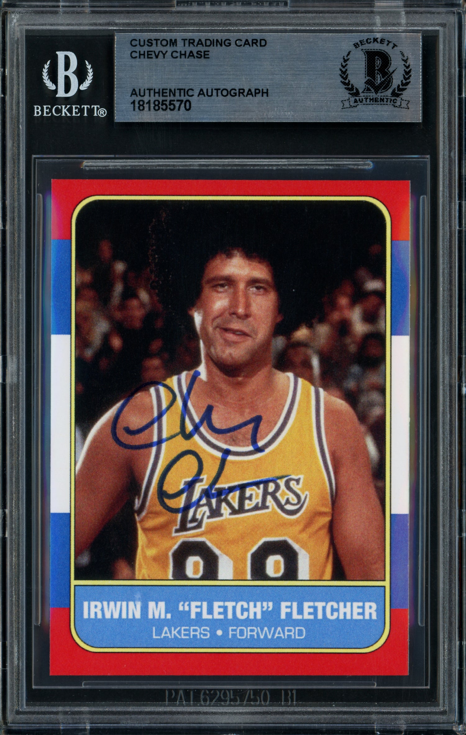 Chevy Chase Autographed 1986 Fleer Reprint Custom Trading Card Los Angeles Lakers Beckett BAS Stock #250493