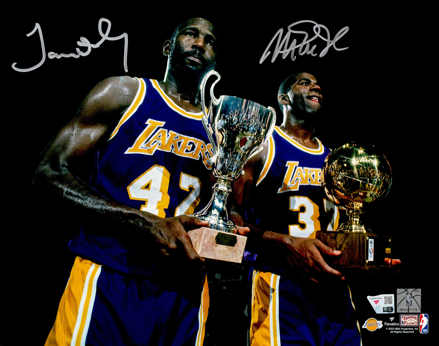 Magic Johnson & James Worthy Autographed 11x14 Photo Los Angeles Lakers Fanatics Holo Stock #251005