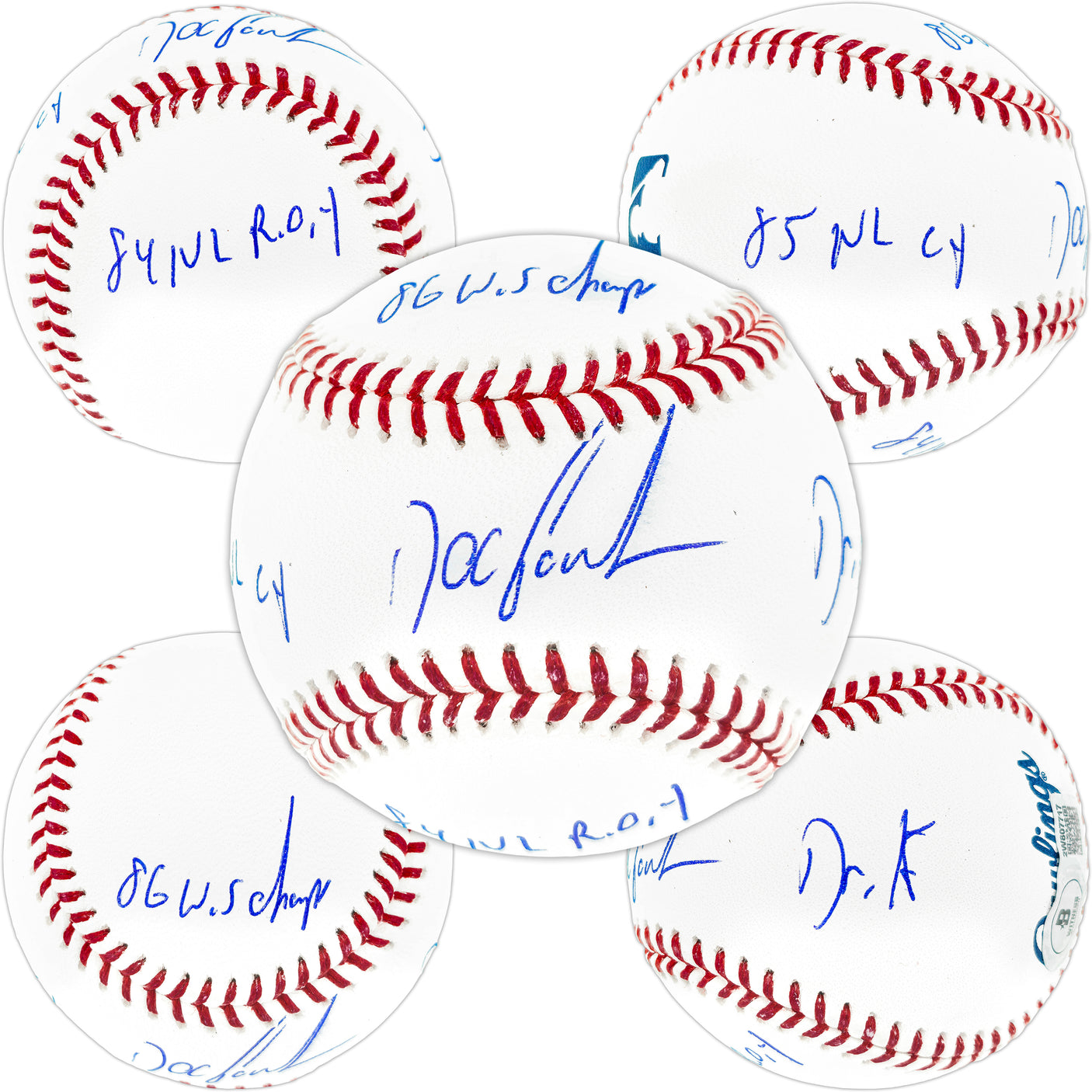 Dwight "Doc" Gooden Autographed Official MLB Statball Baseball New York Mets "86 WS Champs, 84 NL ROY, 85 NL CY, Dr K" Beckett BAS Witness Stock #252386