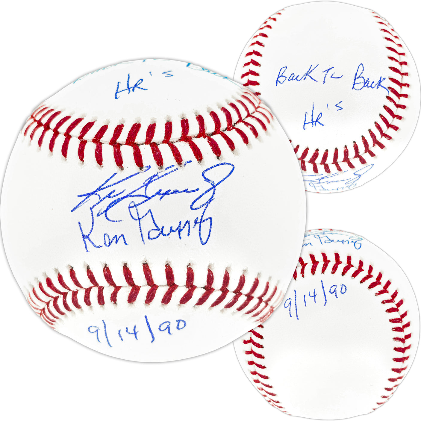 Ken Griffey Jr. & Sr. Autographed Official MLB Baseball Seattle Mariners "Back To Back HR 9/14/90" Beckett BAS Witness Stock #252420