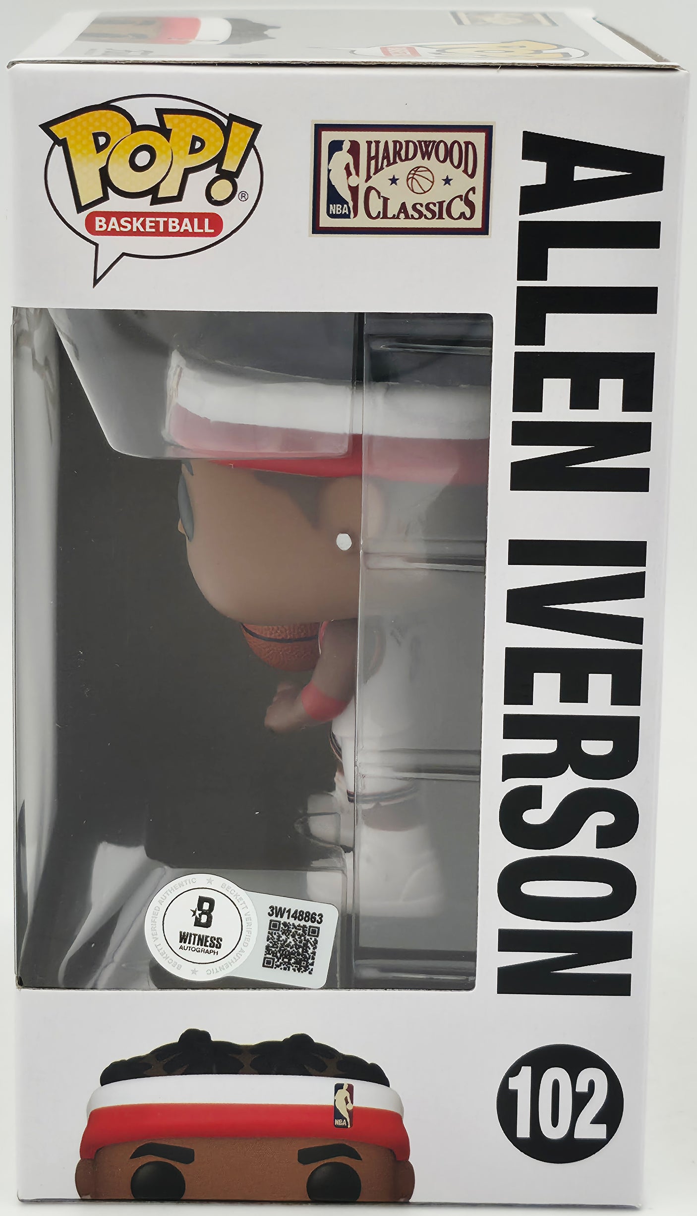 Allen Iverson Autographed Funko Pop Vinyl Figurine #102 Philadelphia 76ers Beckett BAS Witness Stock #252391