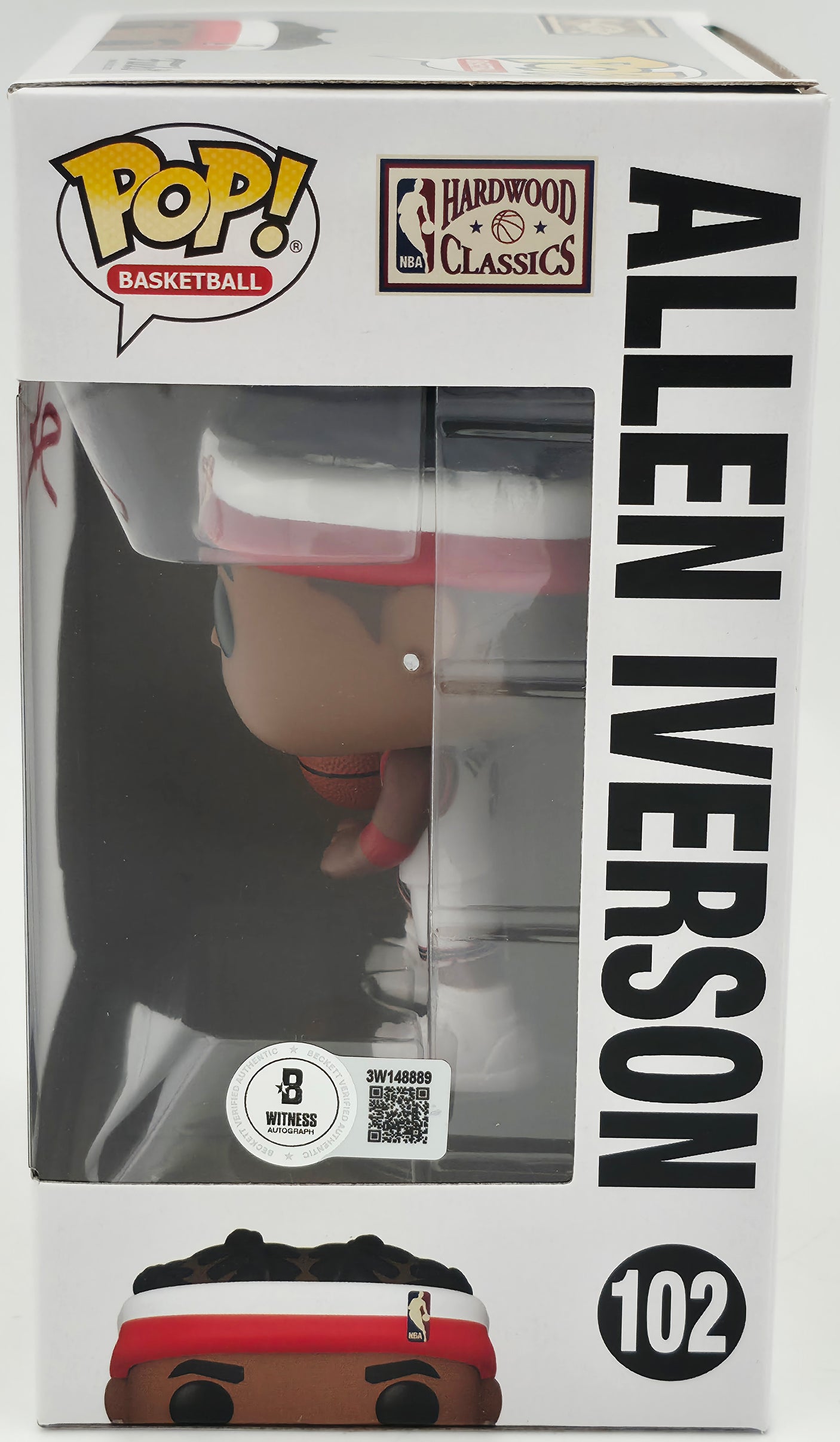 Allen Iverson Autographed Funko Pop Vinyl Figurine #102 Philadelphia 76ers Beckett BAS Witness Stock #252392
