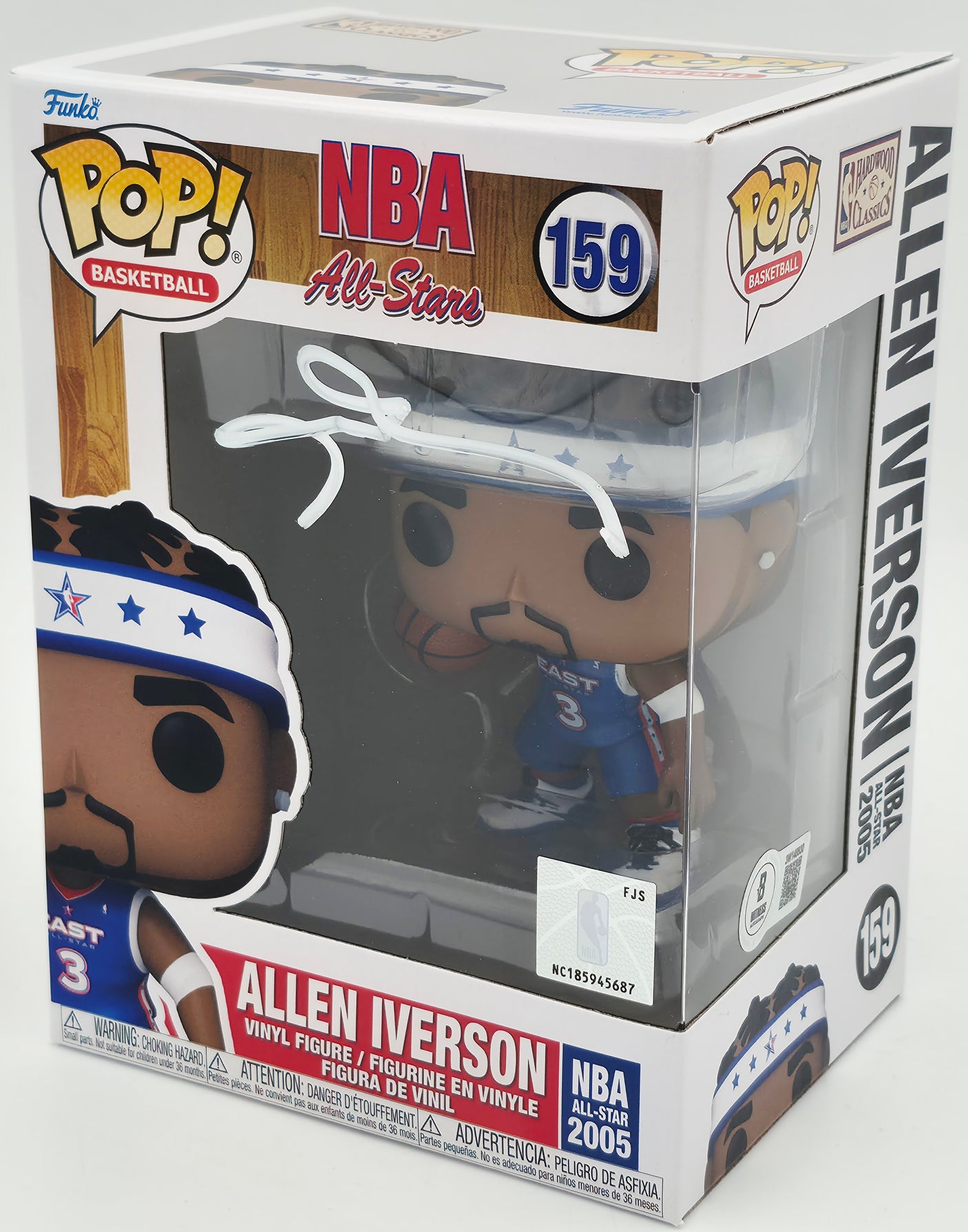 Allen Iverson Autographed Funko Pop Vinyl Figurine #159 Philadelphia 76ers Beckett BAS Witness Stock #252393