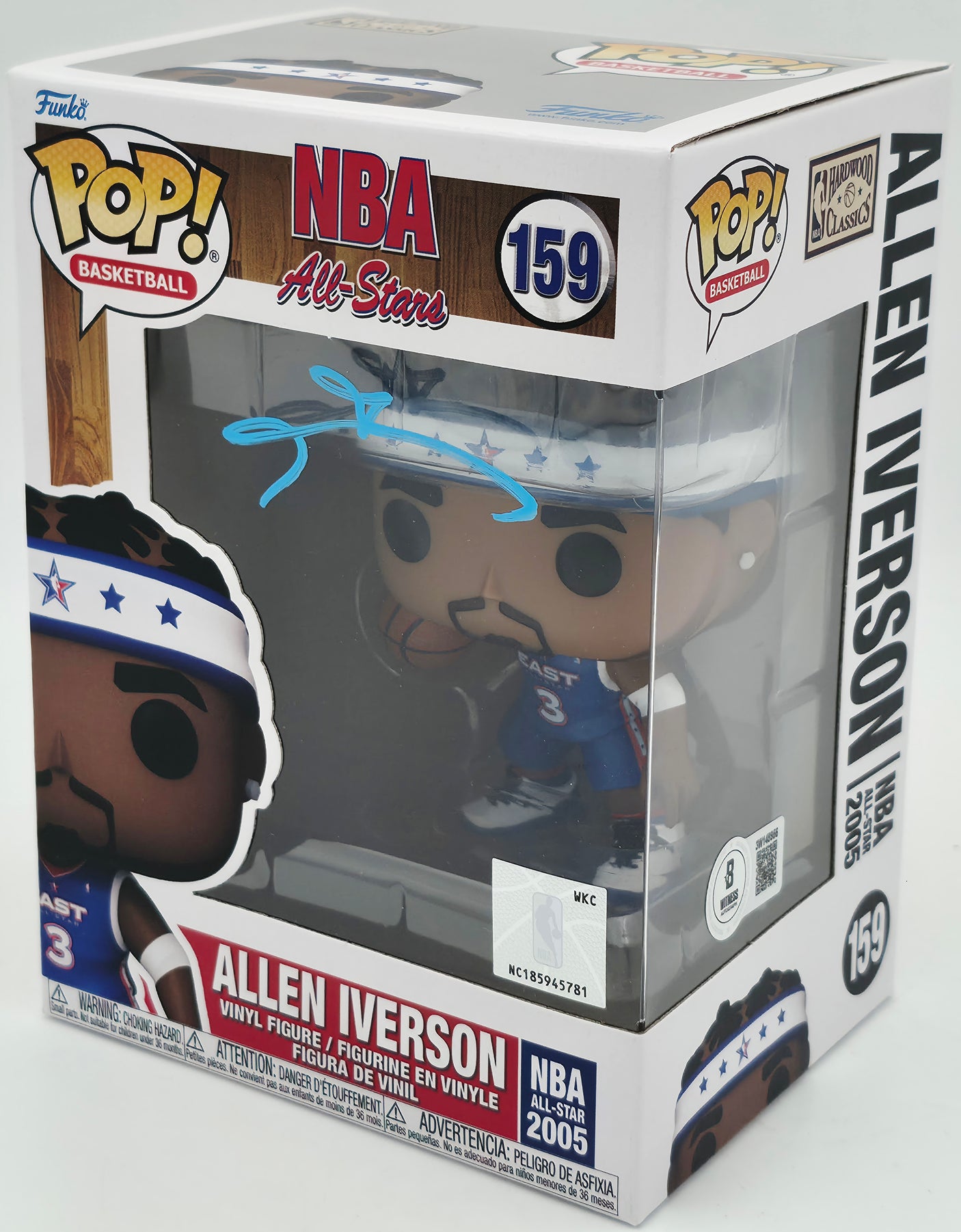 Allen Iverson Autographed Funko Pop Vinyl Figurine #159 Philadelphia 76ers Beckett BAS Witness Stock #252394