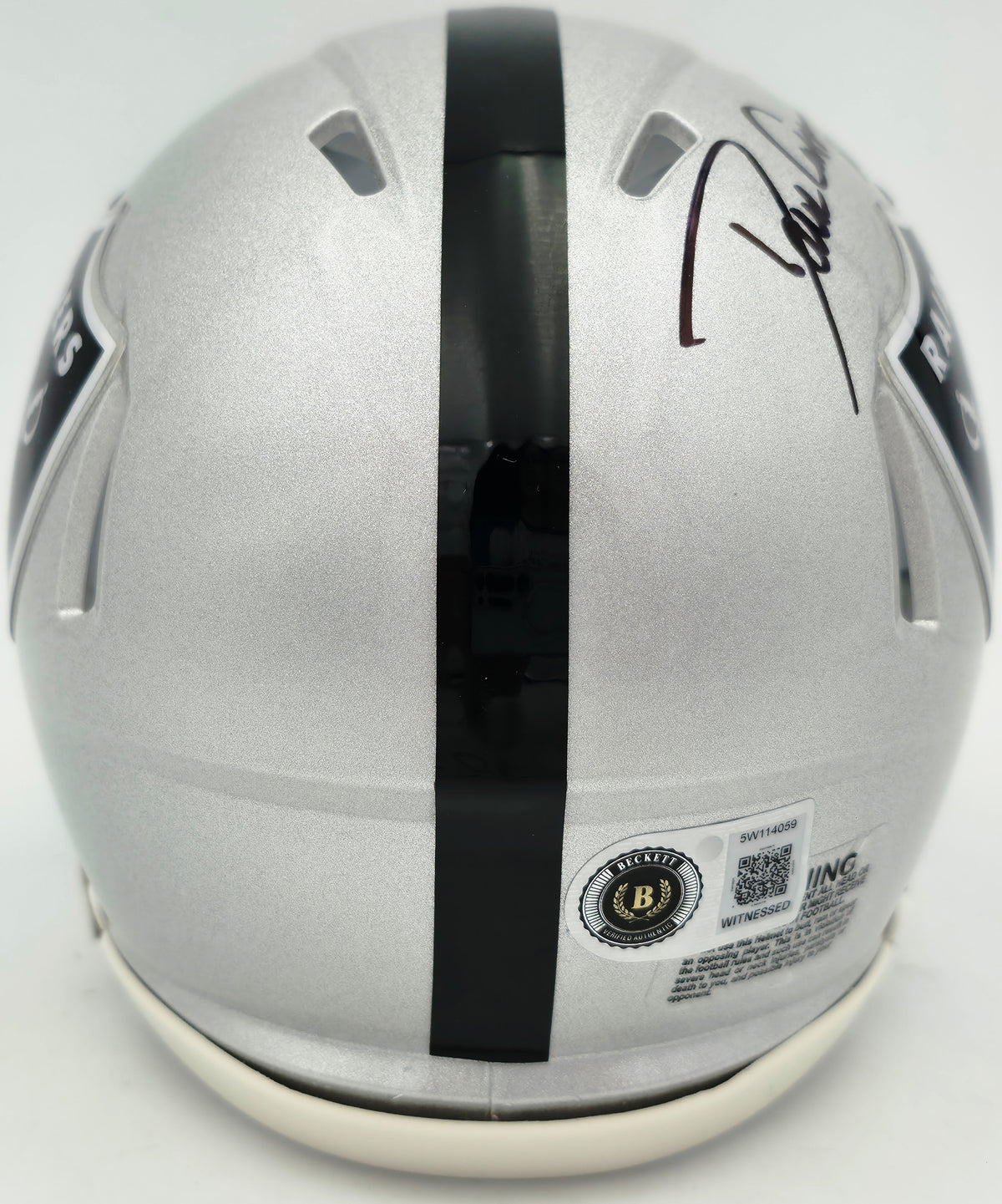 Dave Casper Autographed Oakland Raiders Silver Speed Mini Helmet "HOF 02" Beckett BAS Witness Stock #267463