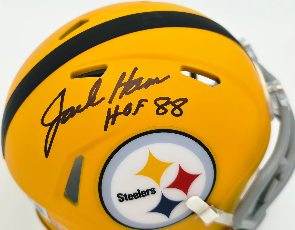 Jack Ham Autographed Pittsburgh Steelers Yellow 2025 Alternate Speed Mini Helmet "HOF 88" Beckett BAS Witness Stock #267502