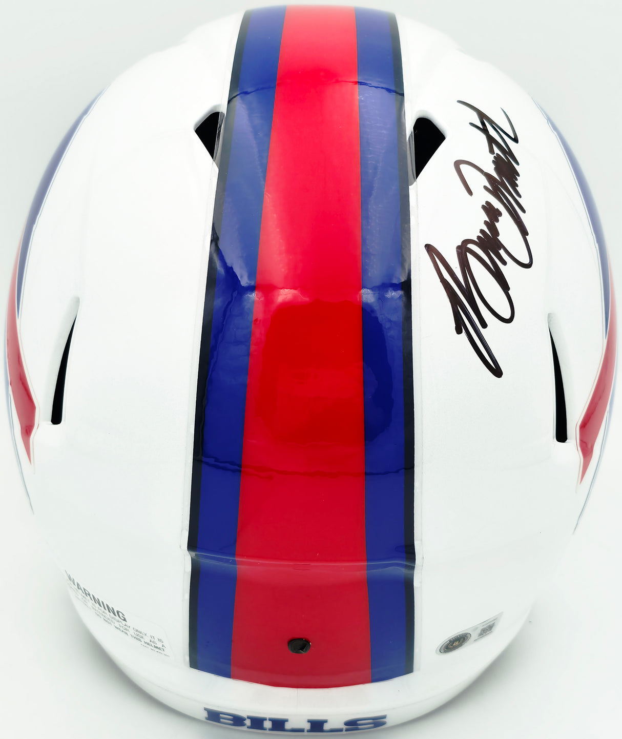 Bruce Smith Autographed Buffalo Bills White Full Size Speed Replica Helmet Beckett BAS Witness Stock #267561