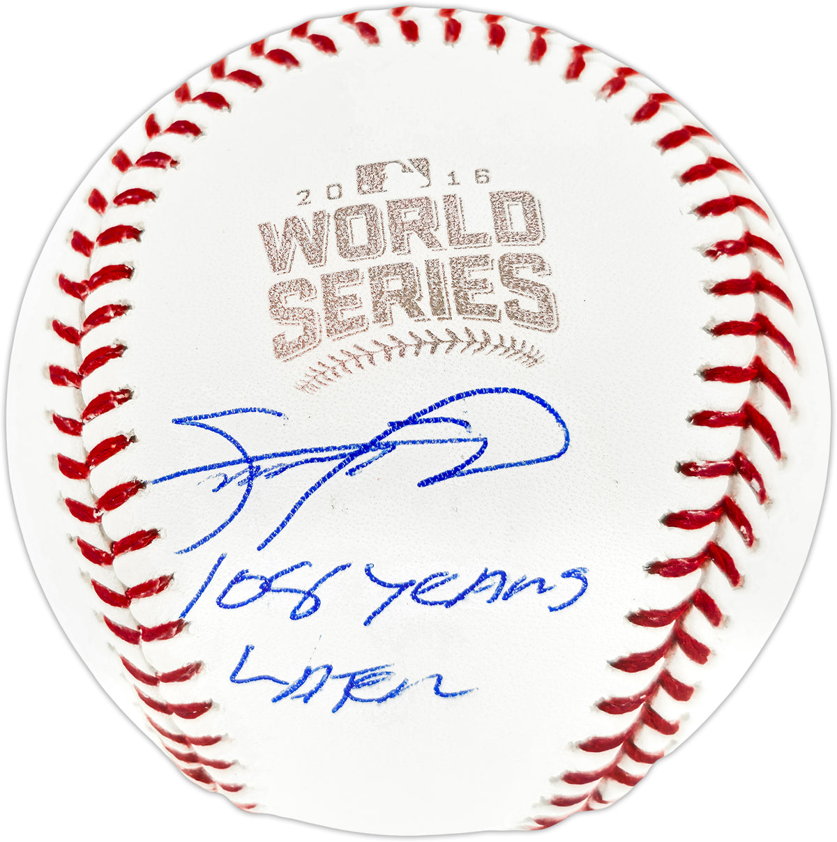 Sammy Sosa Autographed Official 2016 World Series Logo Baseball Chicago Cubs "108 Years Later" Beckett BAS Witness Stock #267426
