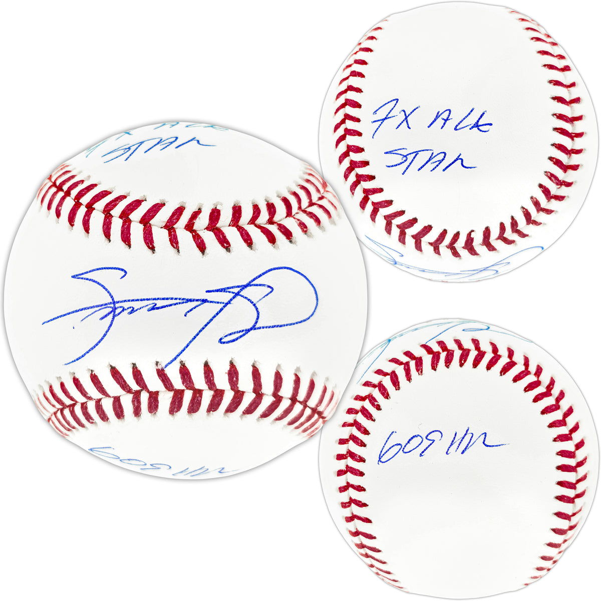 Sammy Sosa Autographed Official MLB Baseball Chicago Cubs "7x All Star & 609 HR" Beckett BAS Witness Stock #267445