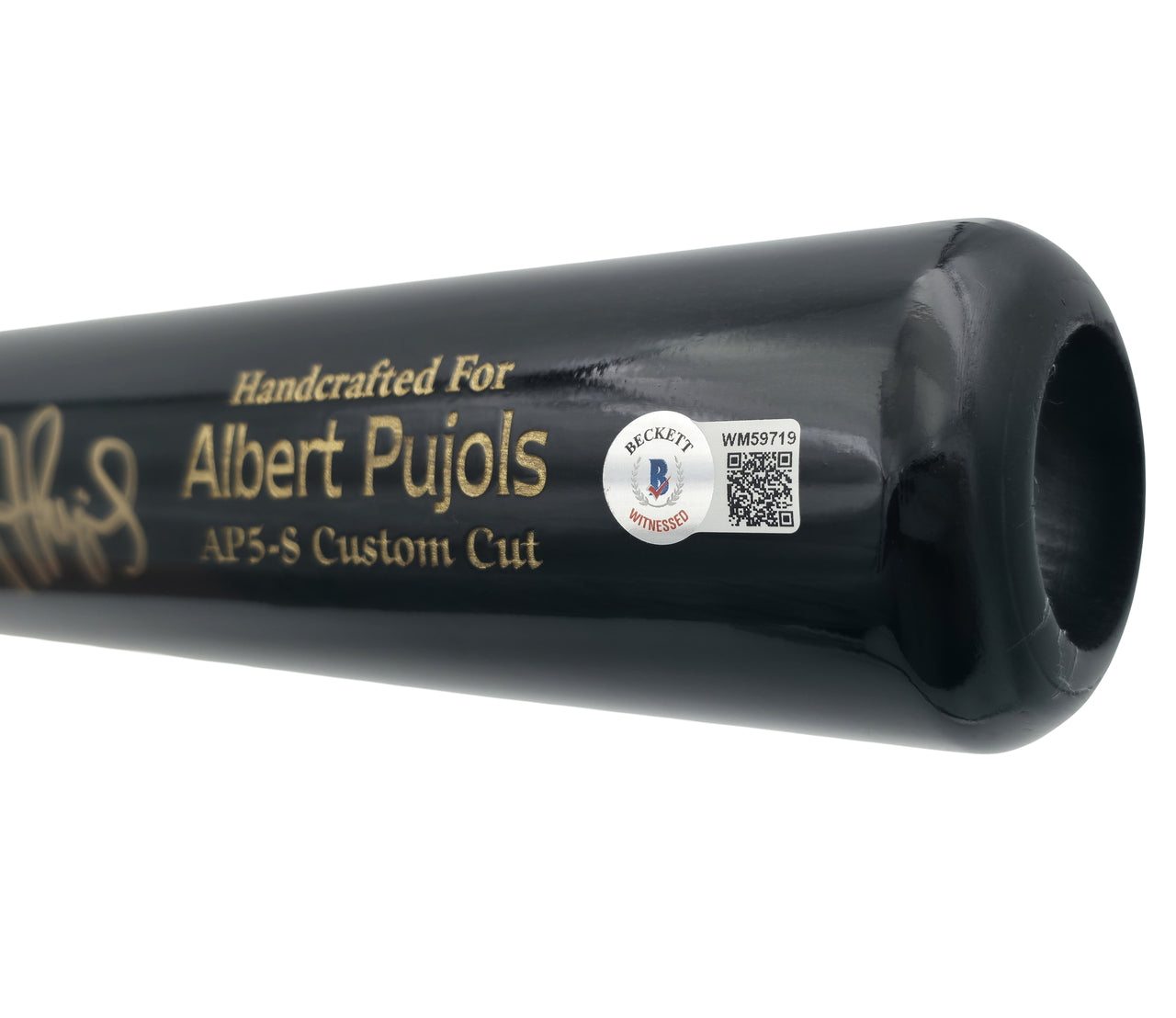Albert Pujols Autographed Black Marucci Player Model Baseball Bat St. Louis Cardinals Beckett BAS Witness Stock #252445