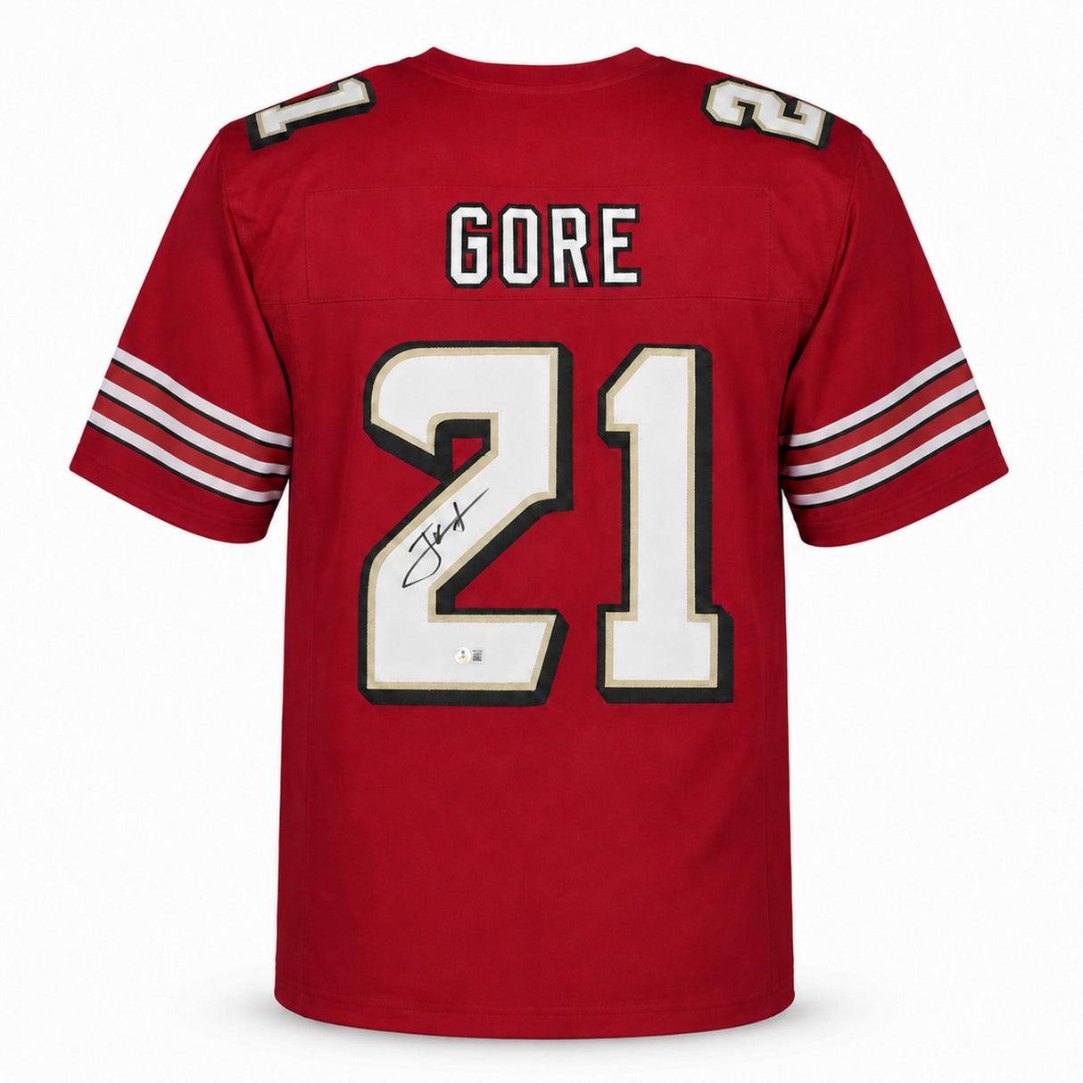 San Francisco 49ers Frank Gore Autographed Red Jersey Beckett BAS Witness Stock #267390
