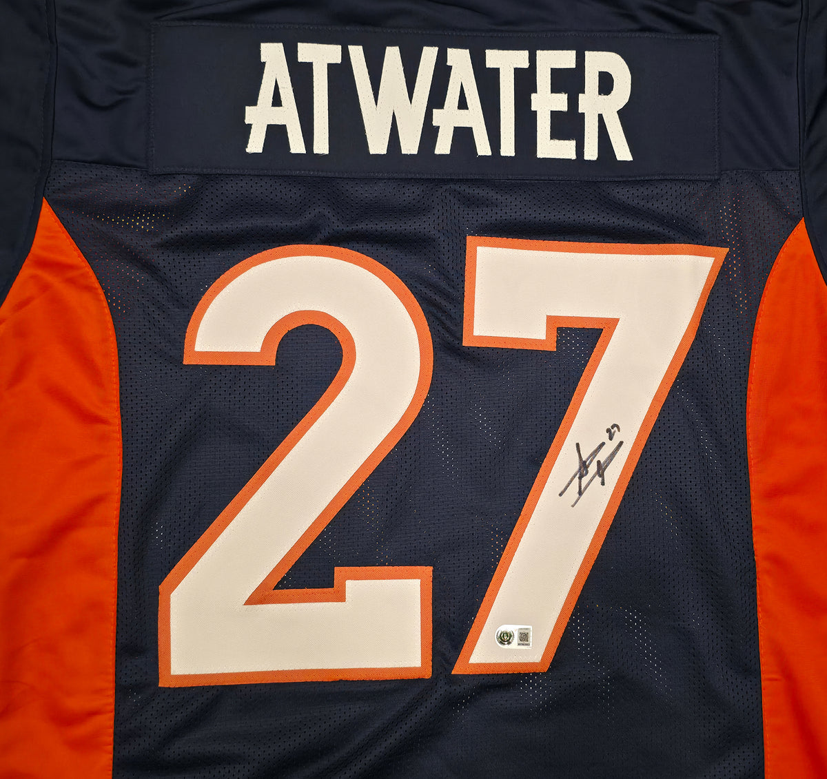 Denver Broncos Steve Atwater Autographed Blue Jersey Beckett BAS Witness Stock #267466