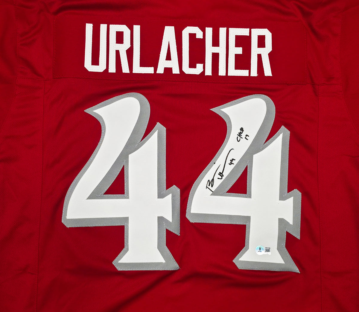 University of New Mexico Brian Urlacher Autographed Red Jersey "CHOF 17" Beckett BAS Witness Stock #267413