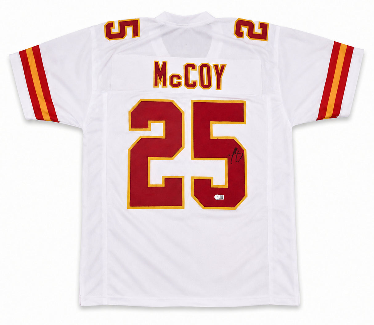 Kansas City Chiefs LeSean McCoy Autographed White Jersey Beckett BAS Witness Stock #267438