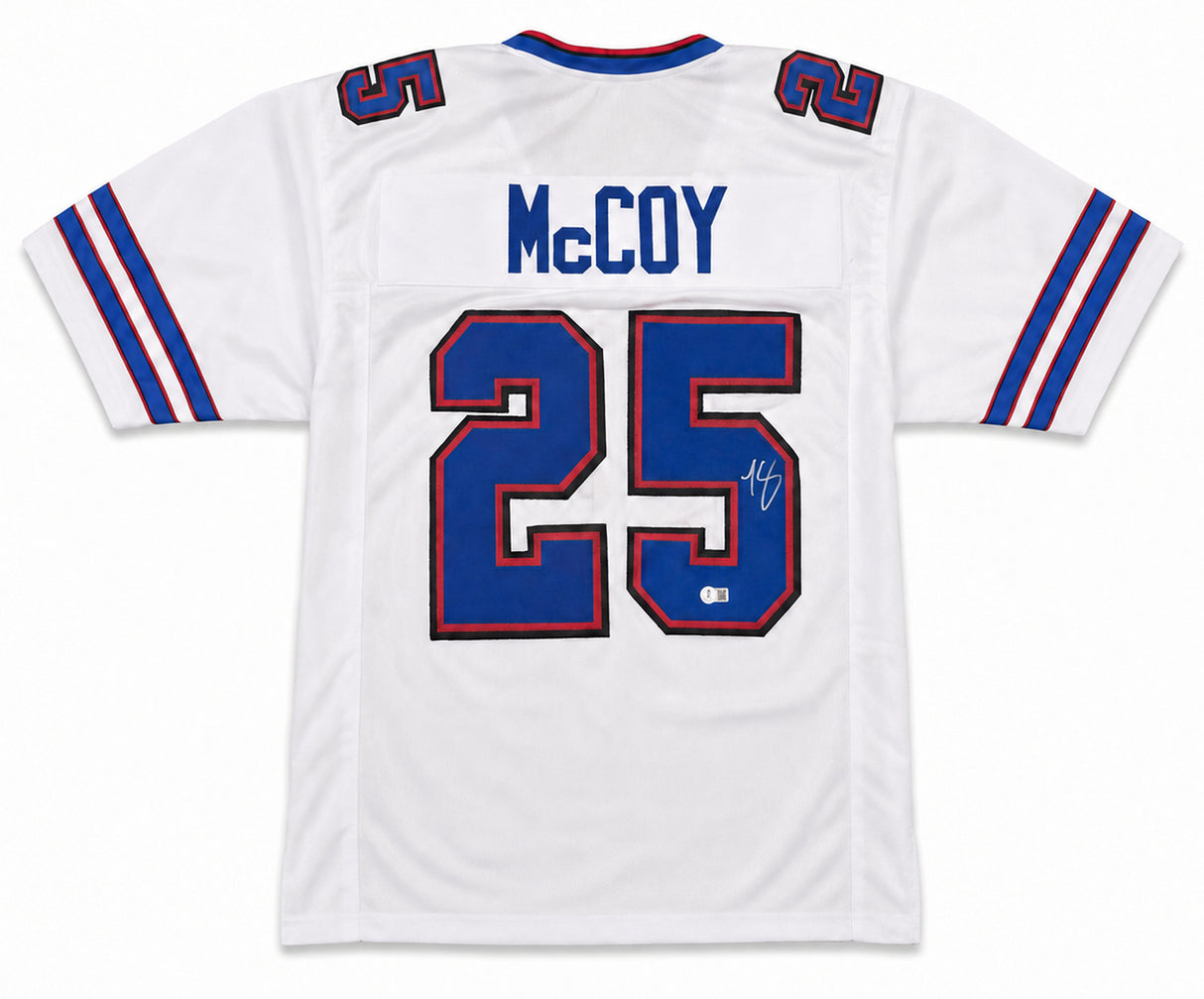 Buffalo Bills LeSean McCoy Autographed White Jersey Beckett BAS Witness Stock #267439