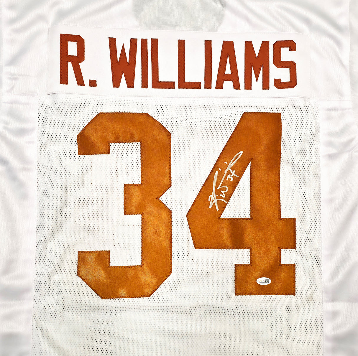 Texas Longhorns Ricky Williams Autographed White Jersey JSA Witness Stock #267382