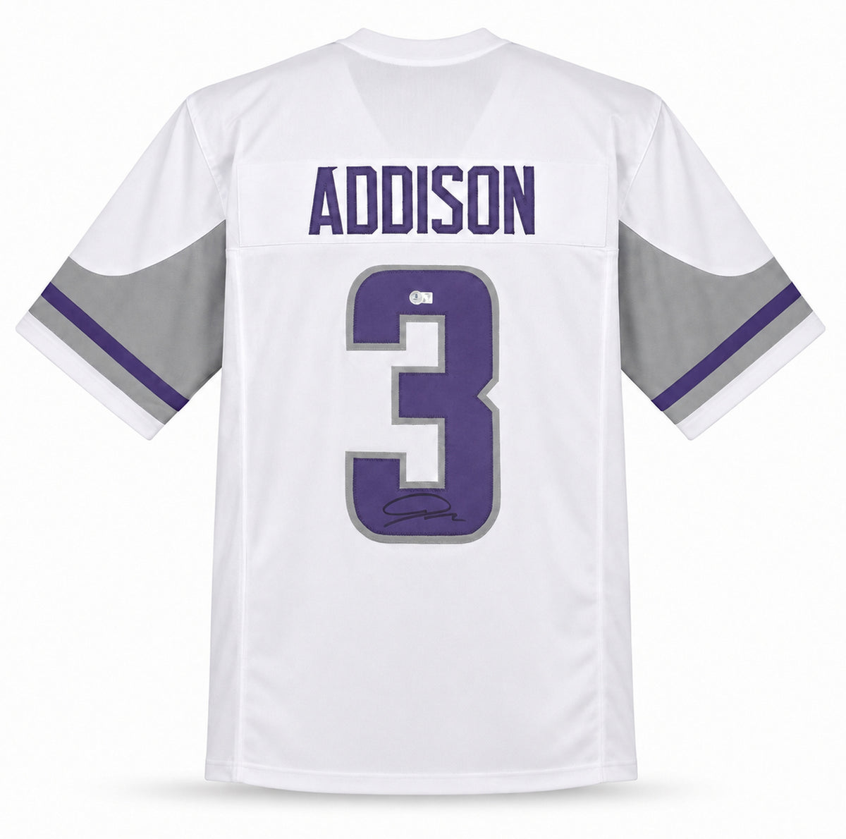 Minnesota Vikings Jordan Addison Autographed White Jersey Beckett BAS QR Stock #267434