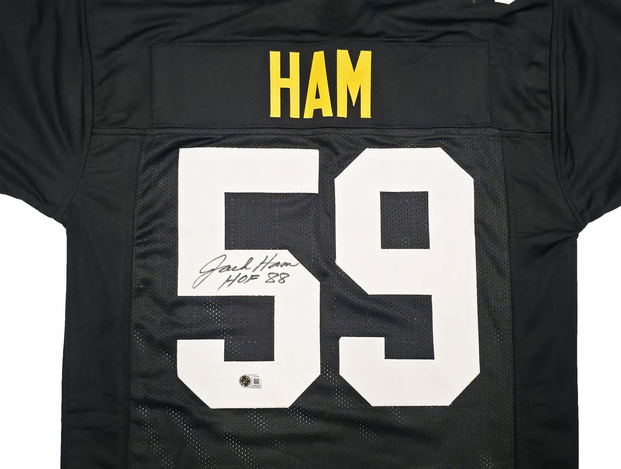 Pittsburgh Steelers Jack Ham Autographed Black Jersey "HOF 88" Beckett BAS Witness Stock #267503