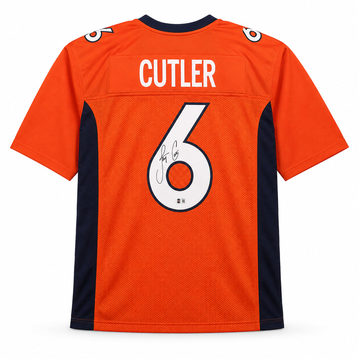 Denver Broncos Jay Cutler Autographed Orange Jersey Beckett BAS Witness Stock #267506