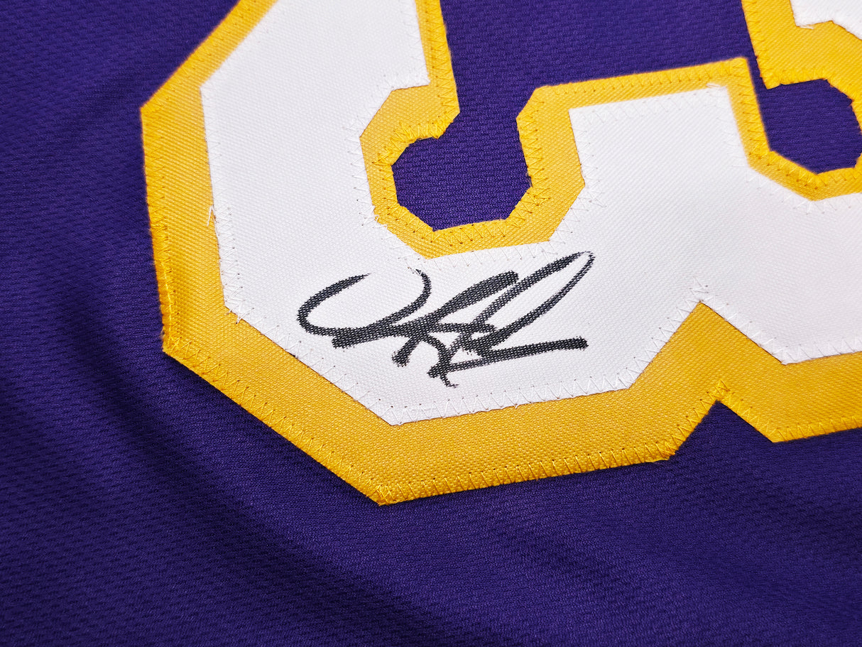 Los Angeles Lakers Dennis Rodman Autographed Purple Jersey Beckett BAS Witness Stock #267418