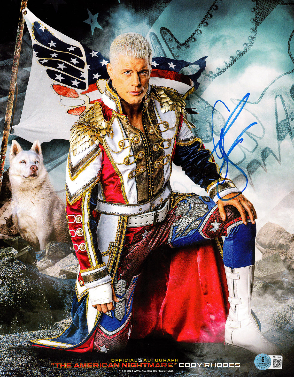 Cody Rhodes Autographed 11x14 Photo WWE The American Nightmare Beckett BAS QR Stock #267587