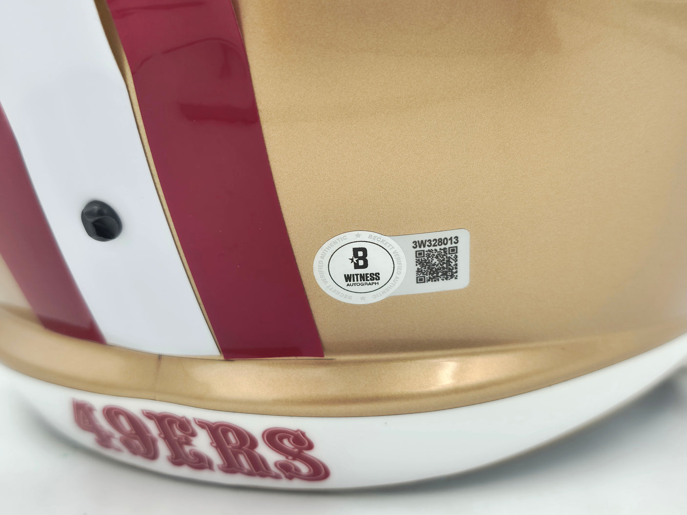 Ricky Pearsall Autographed San Francisco 49ers Gold Full Size Speed Replica Helmet Beckett BAS Witness Stock #253311